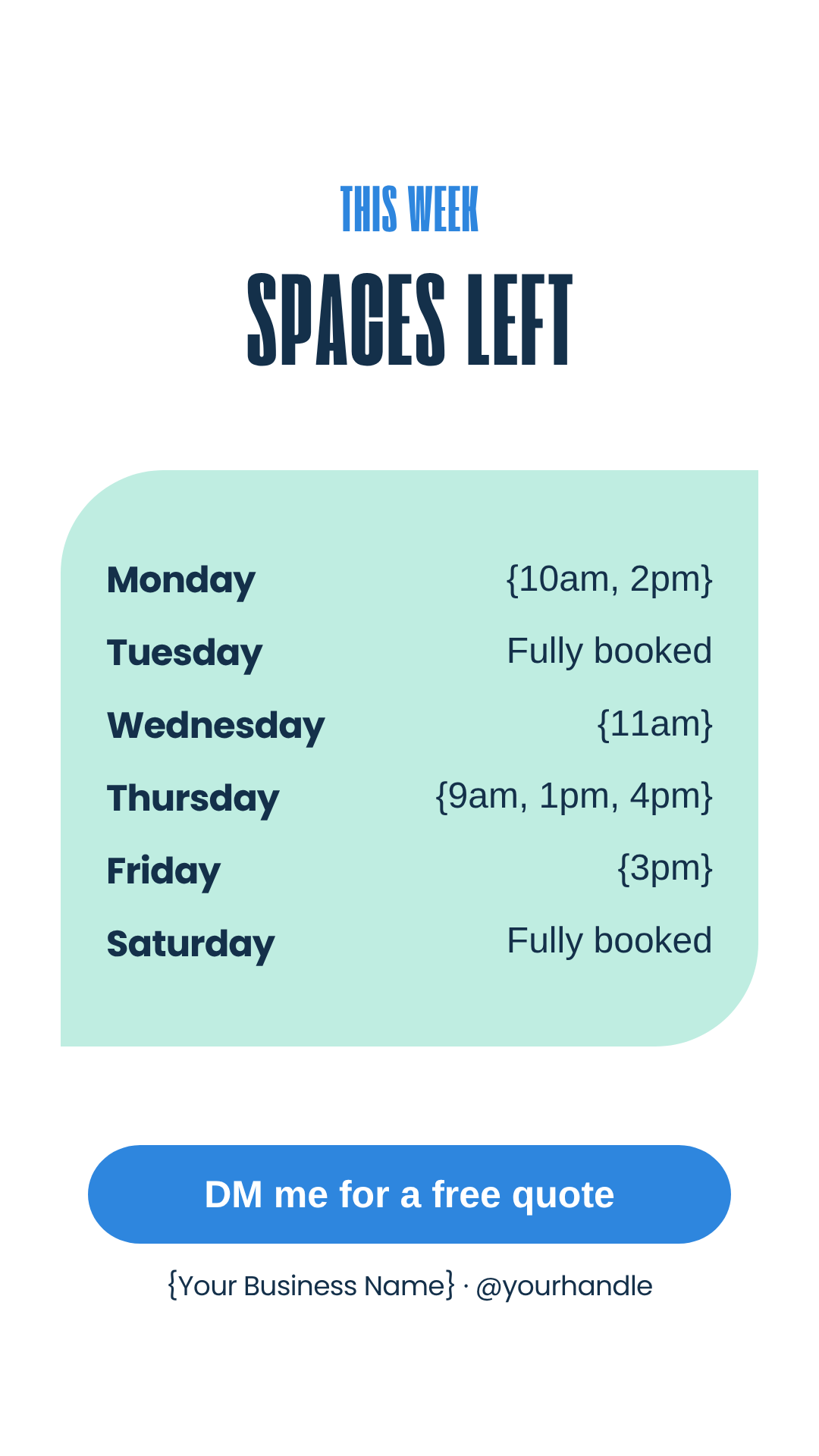 Cleaner spaces left this week Story template