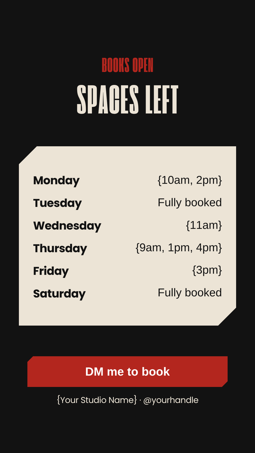 Tattoo spaces left Instagram Story template