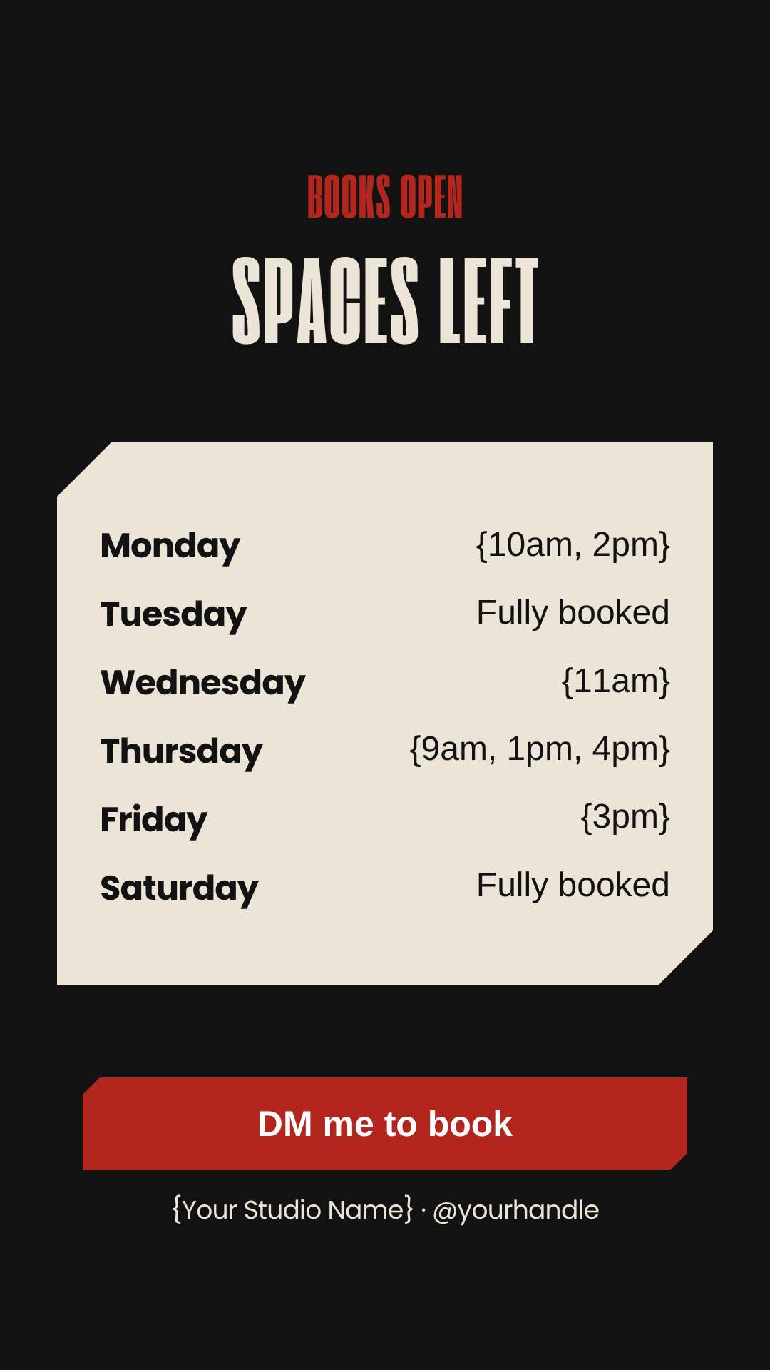 Tattoo spaces left Instagram Story template