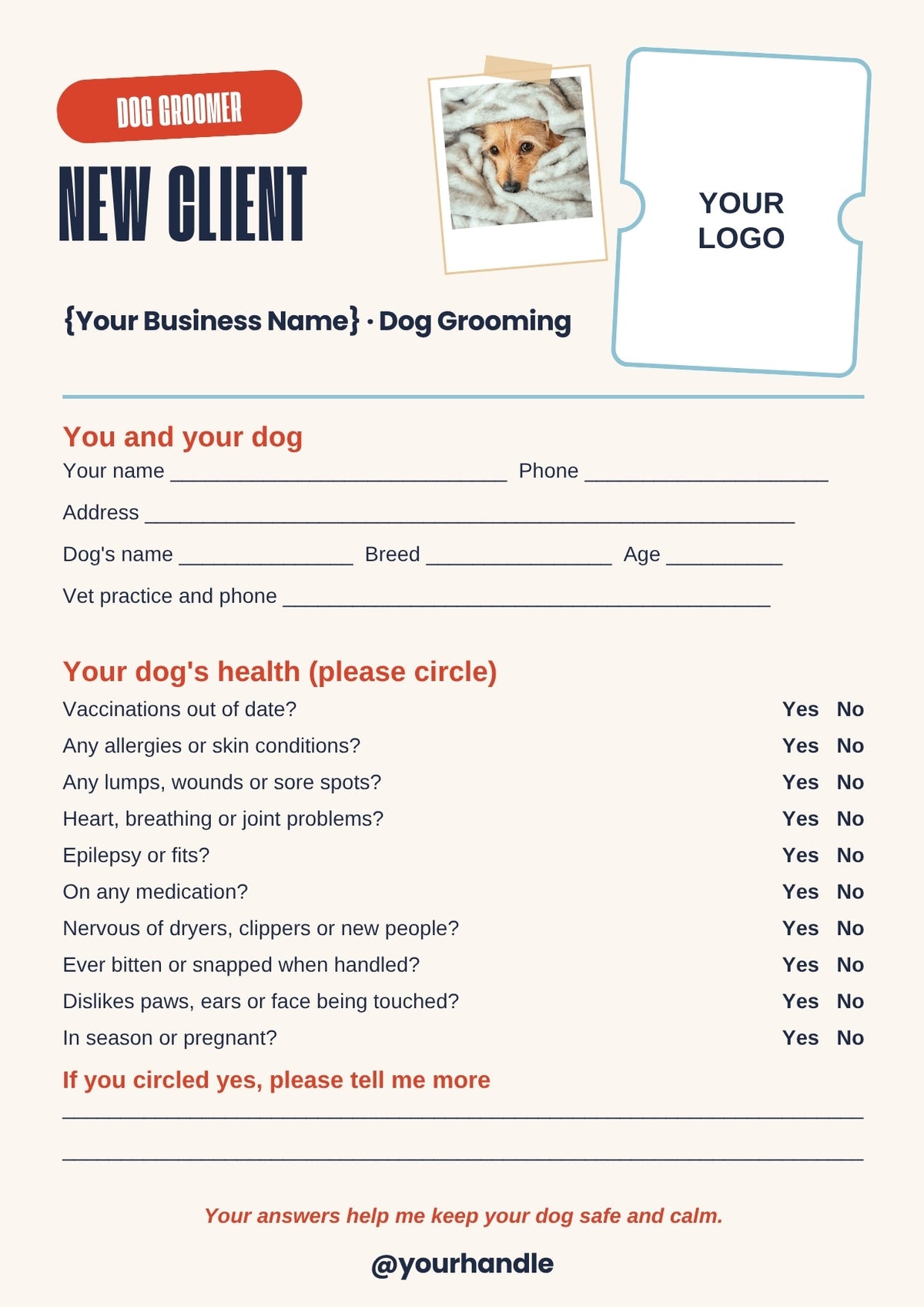 Dog Groomer Client Forms