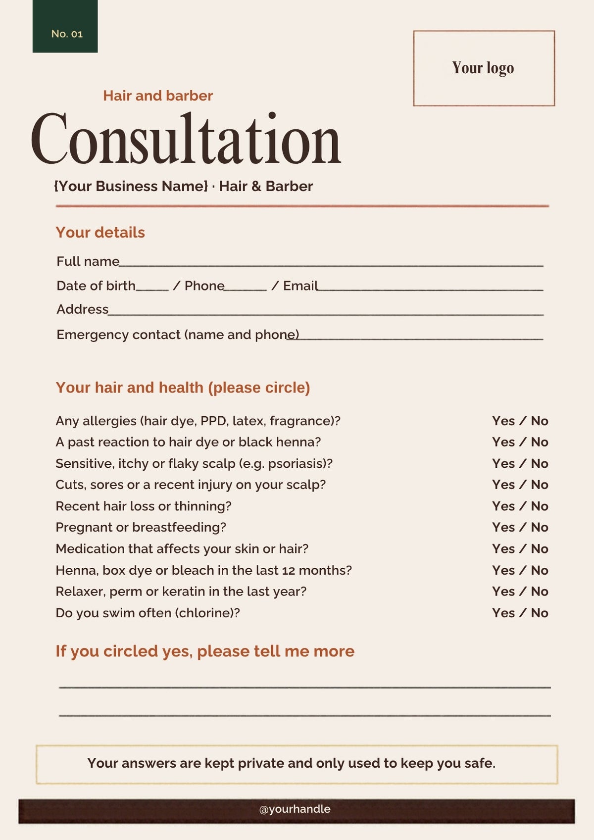 Hairdresser & Barber Client Forms