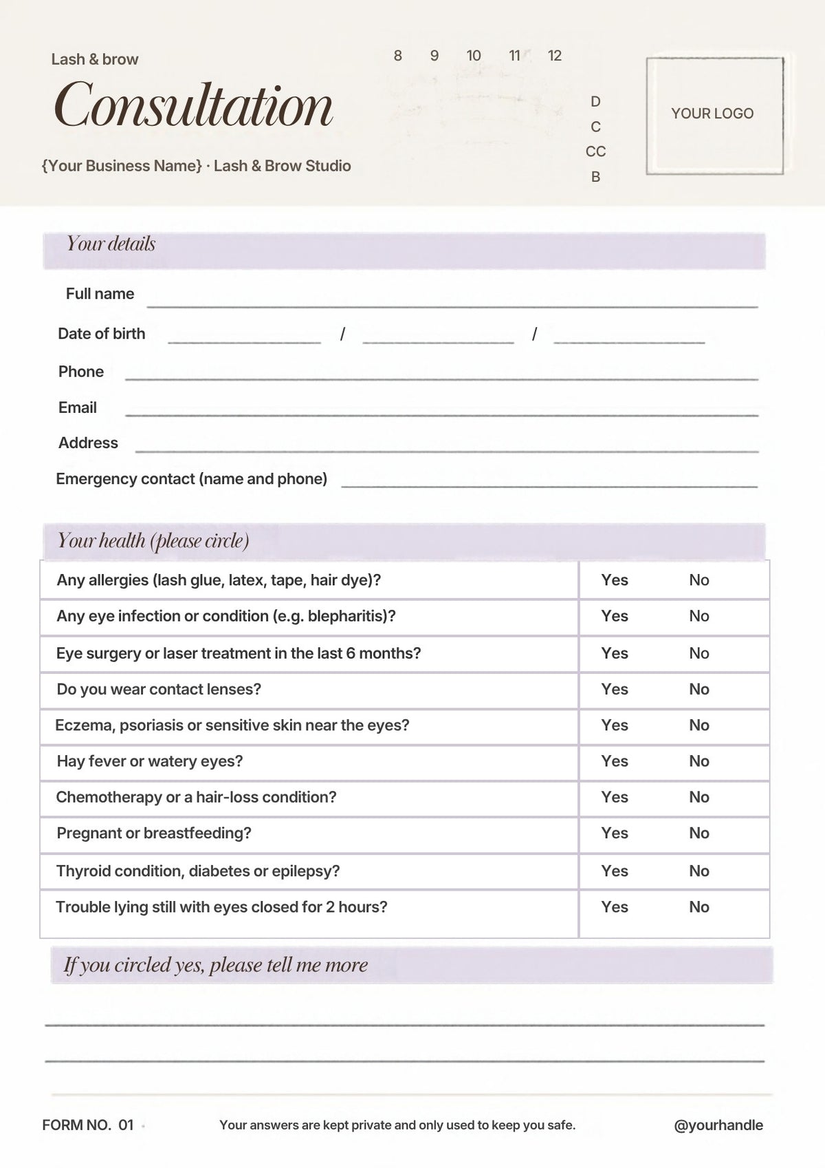 Lash & Brow Client Forms