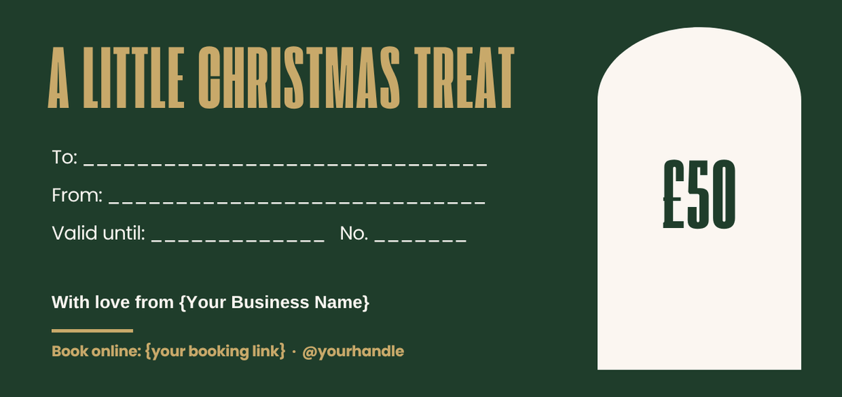Green and gold Christmas gift voucher template