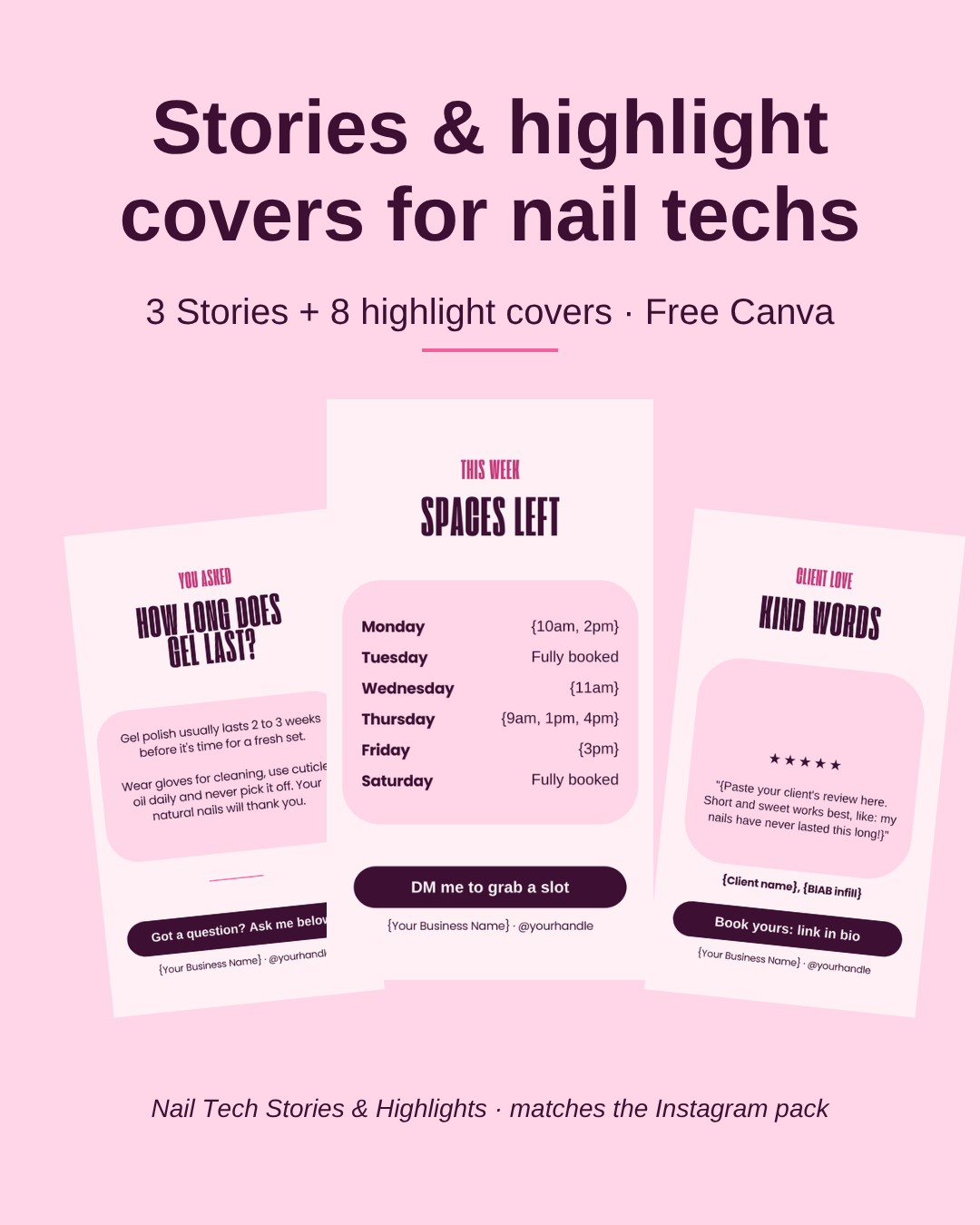 Nail Tech Stories and highlight cover templates