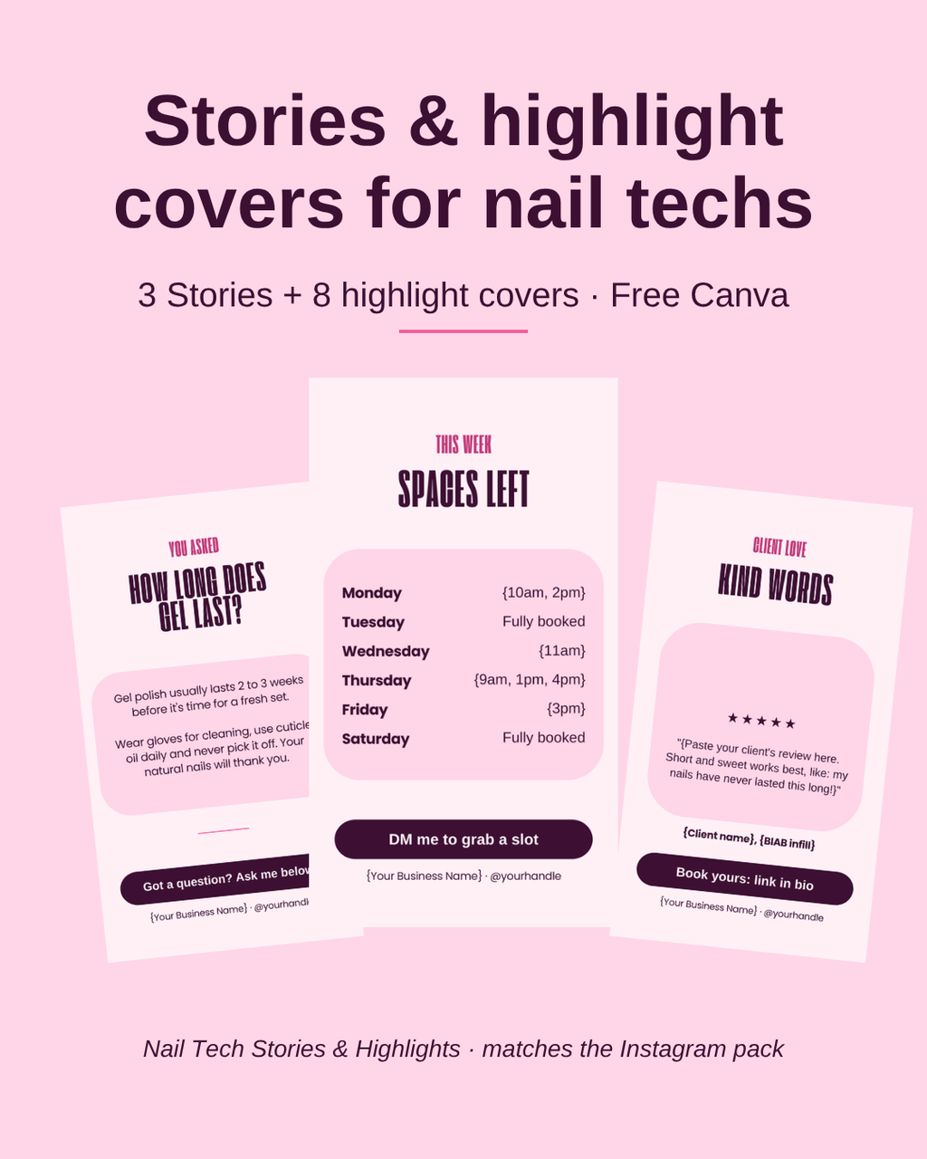 Stories and highlight covers included in the kit
