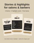 Hairdresser and barber Instagram Story and highlight cover templates