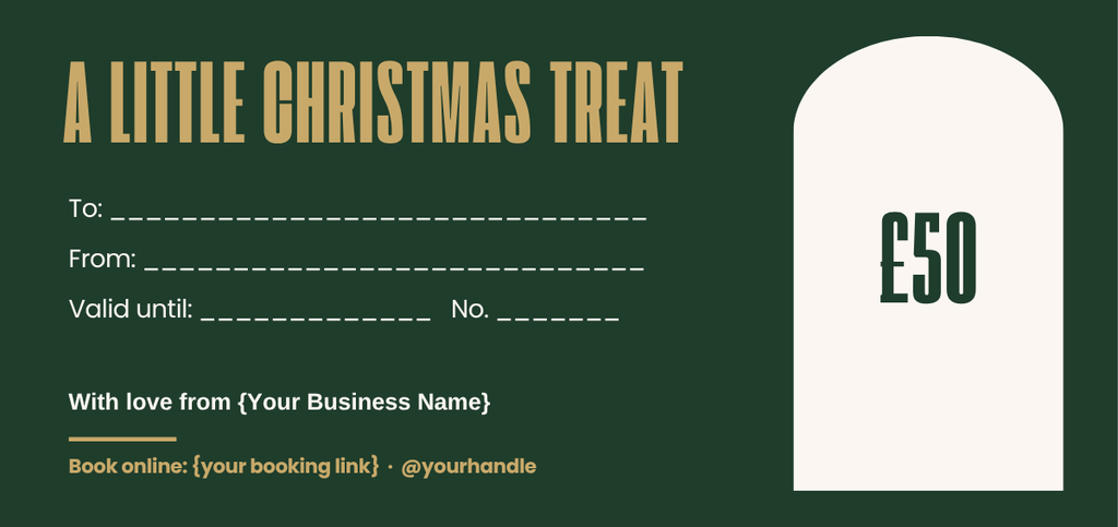 Green and gold Christmas gift voucher template