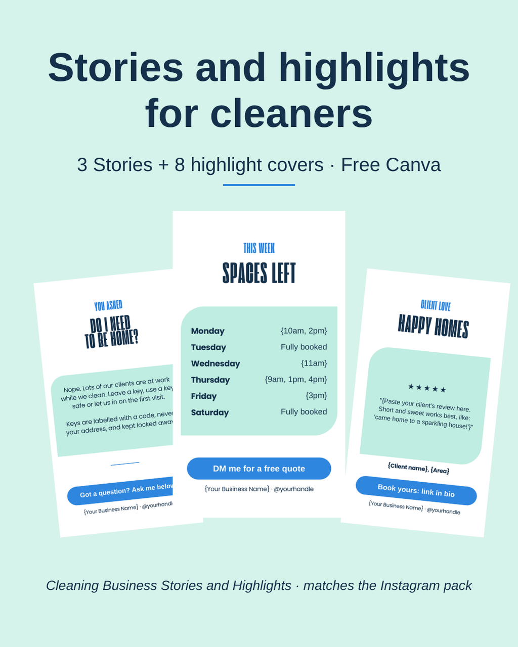 Instagram Stories and highlight covers for cleaners