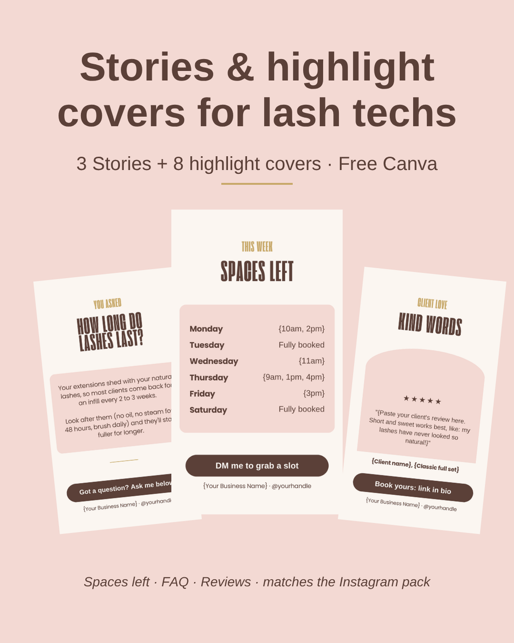 Lash & Brow Stories and highlight cover templates