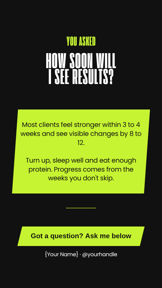 Personal trainer FAQ Story template