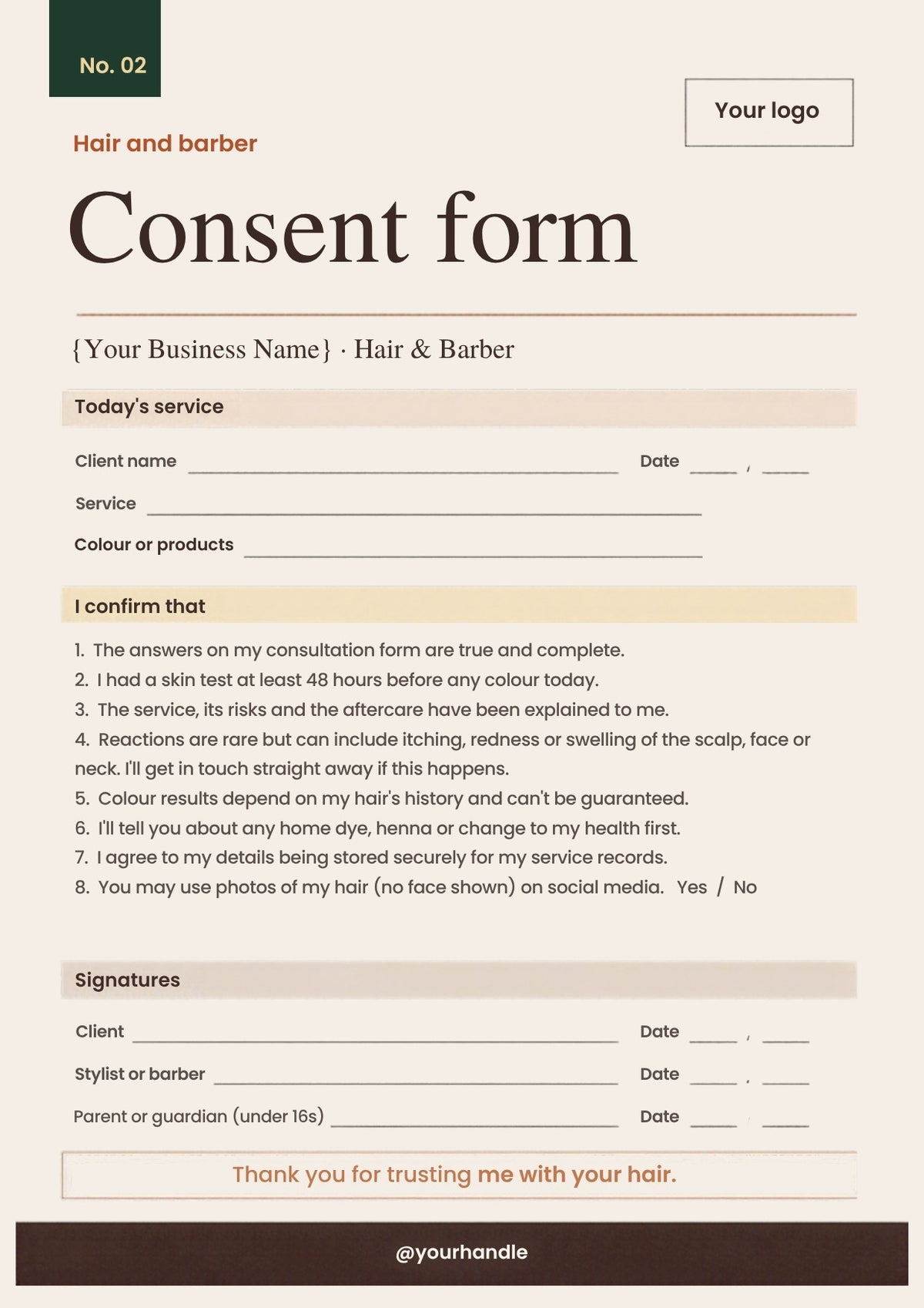 Hairdresser & Barber Client Forms