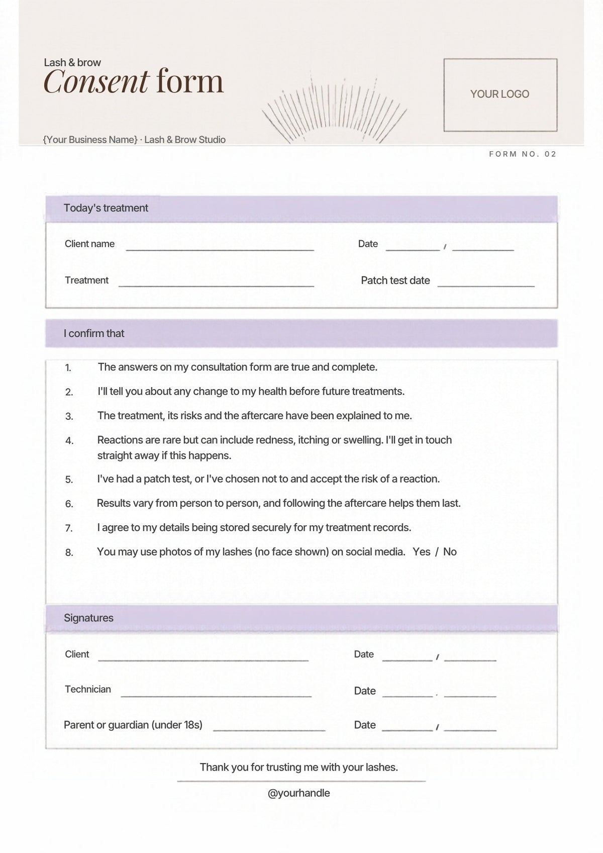 Lash & Brow Client Forms