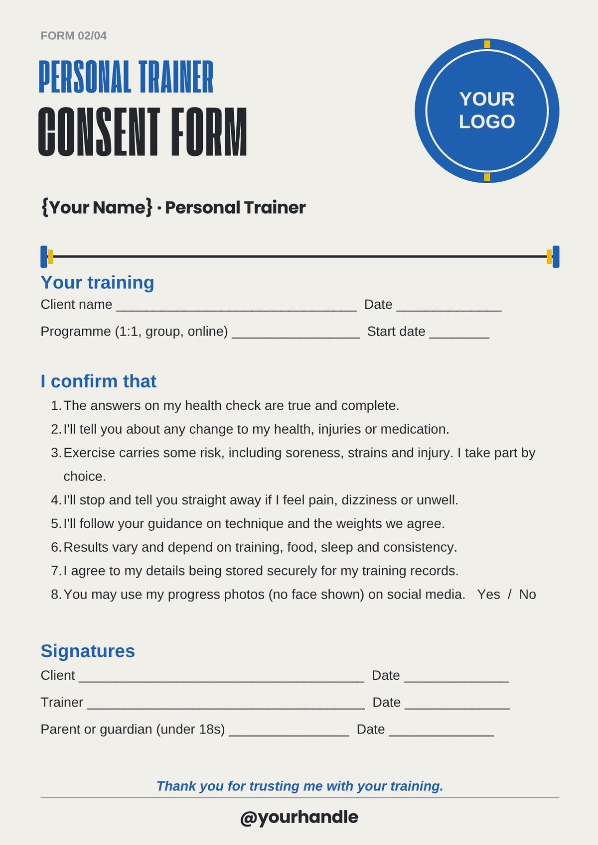 Personal Trainer Client Forms