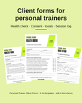 Personal trainer health check, consent and goal setting form templates