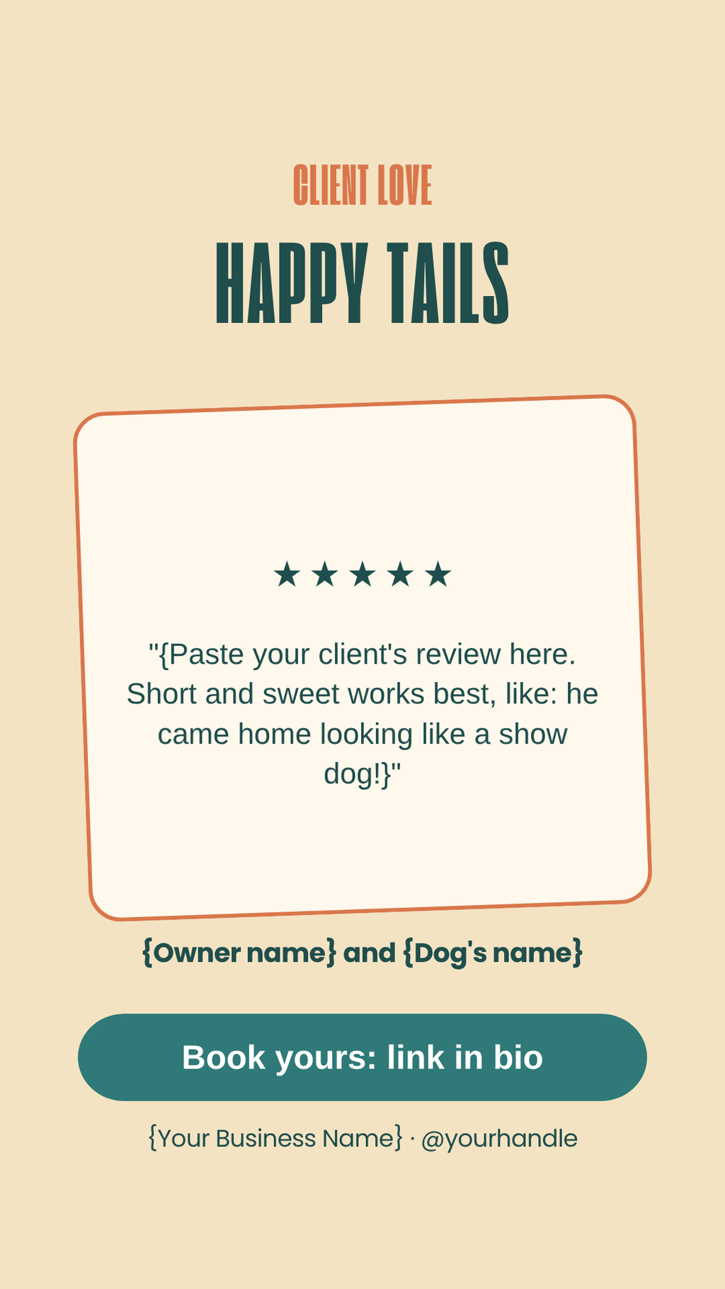 Dog groomer client review Story template