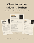 Hairdresser and barber consultation, consent and skin test form templates