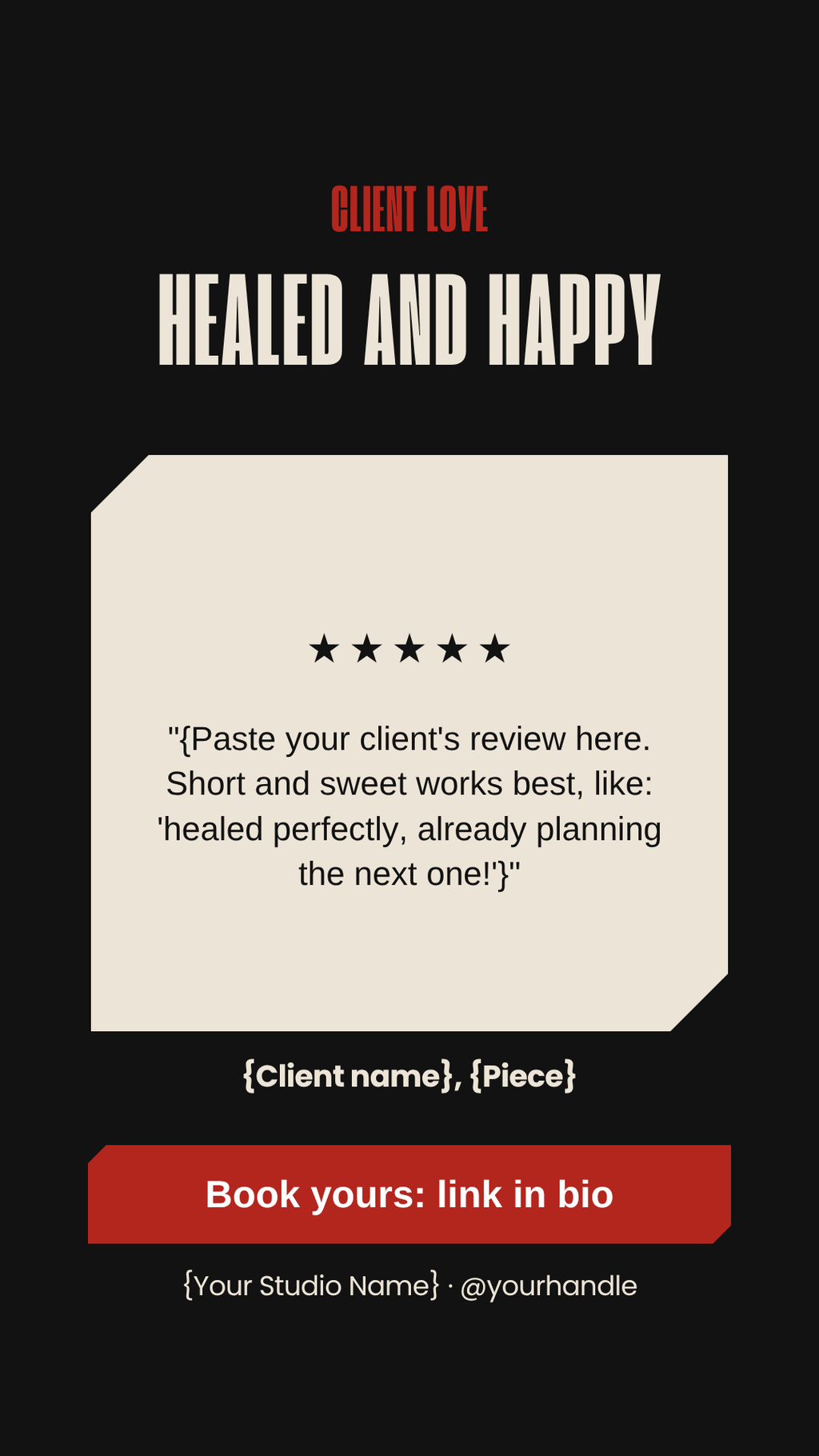 Tattoo client review Instagram Story template