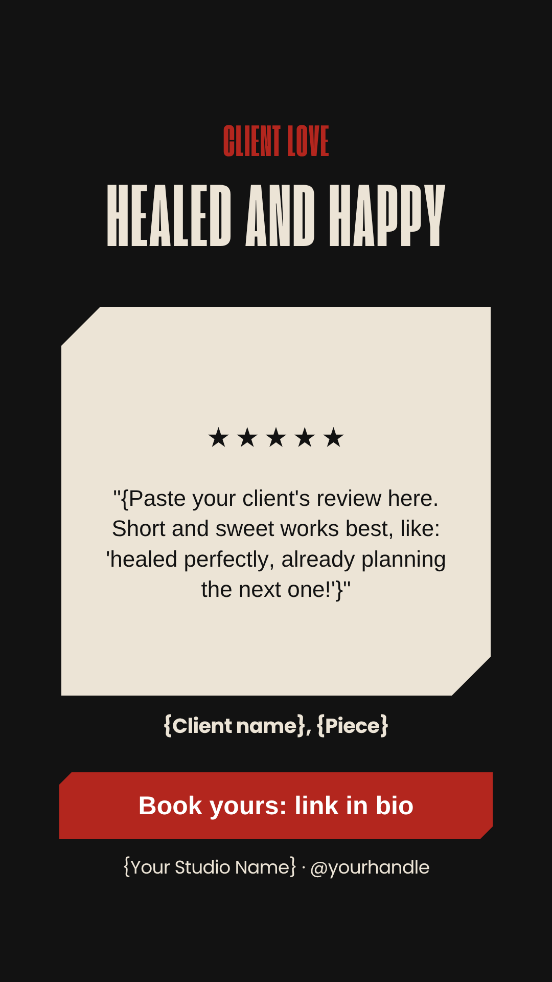 Tattoo client review Instagram Story template