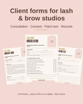 Lash & Brow client forms: consultation, consent and patch test templates