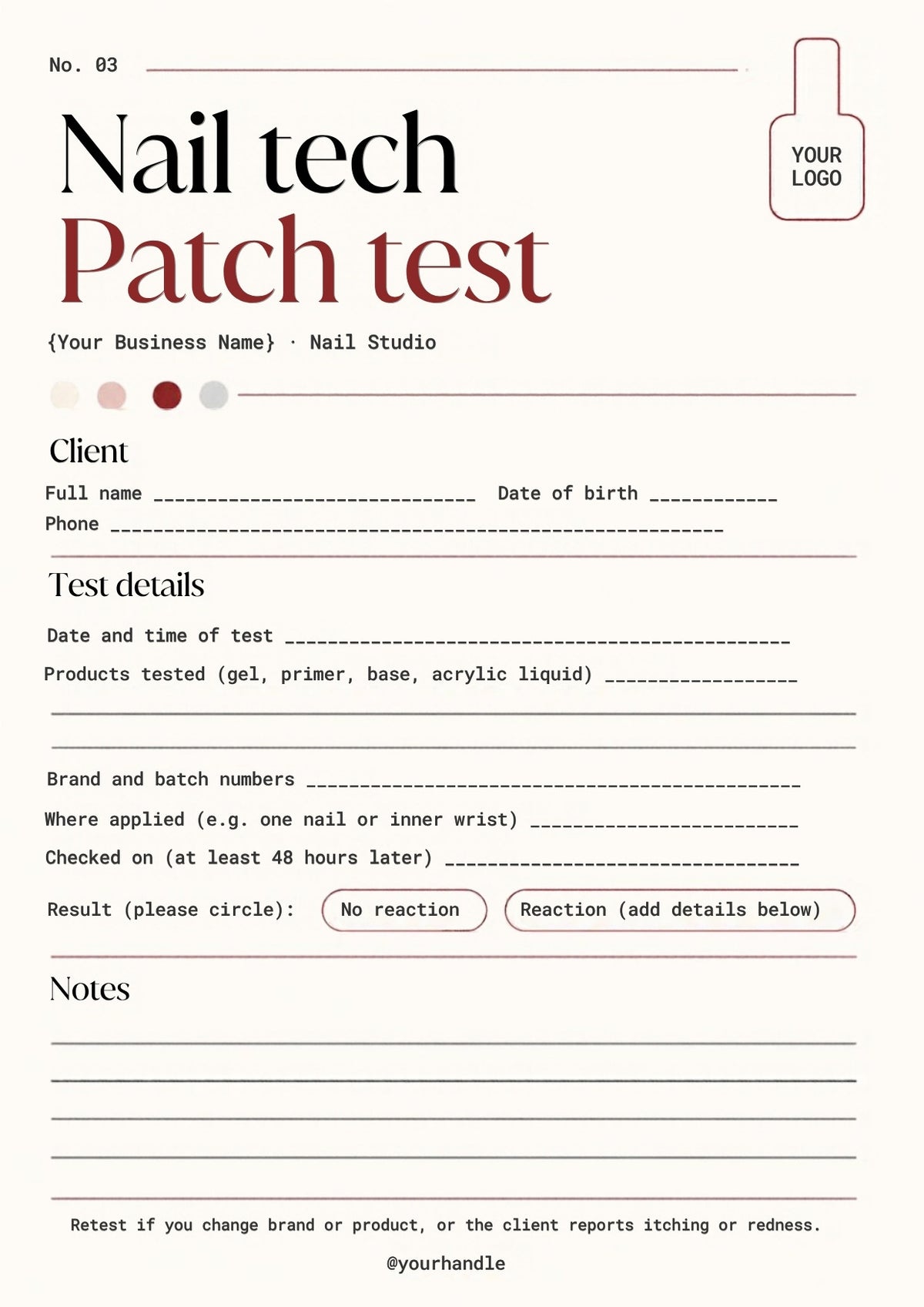 Nail Tech Client Forms page 3