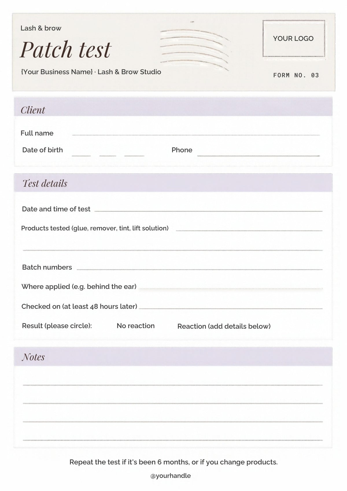 Lash & Brow Client Forms
