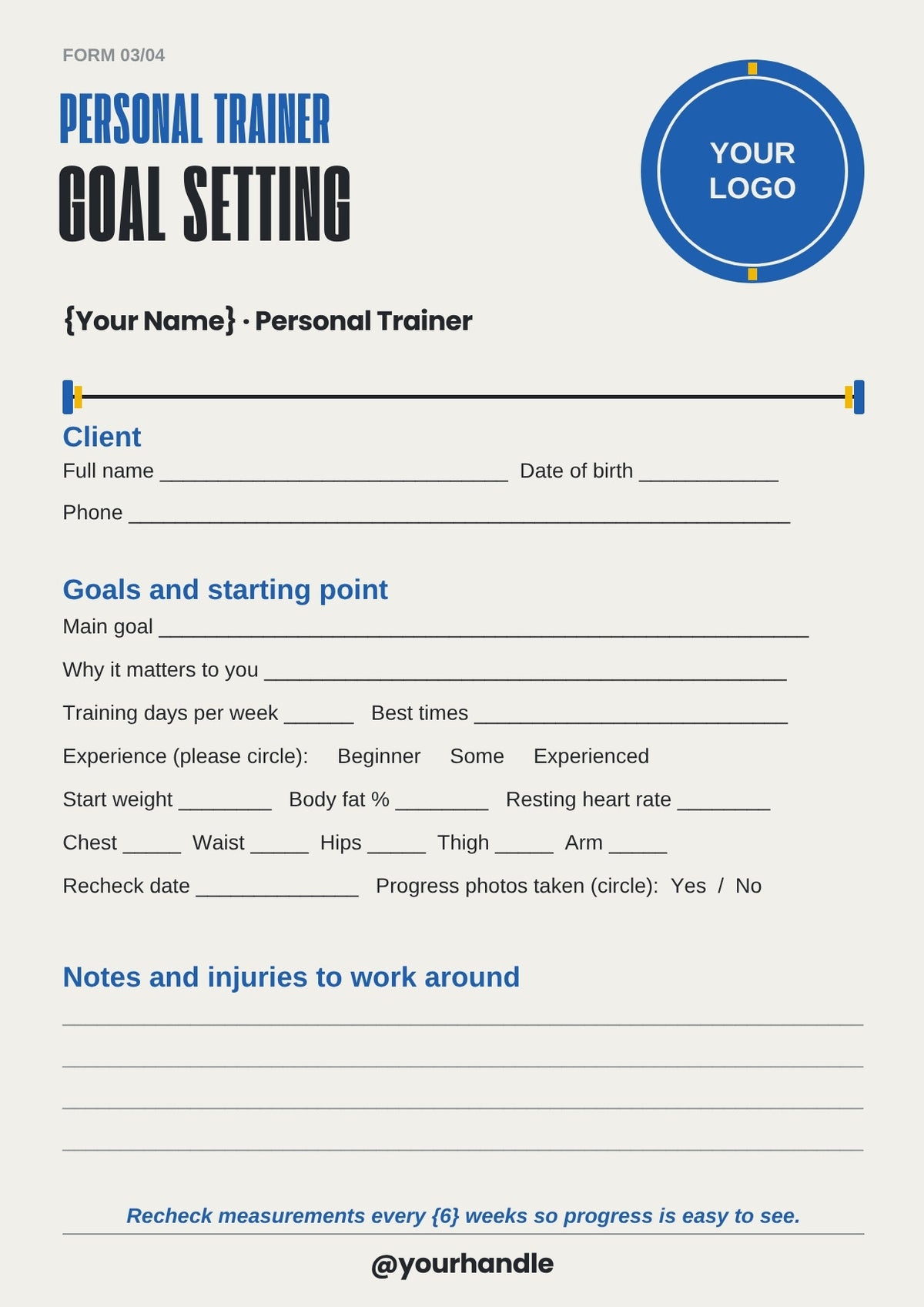 Personal Trainer Client Forms