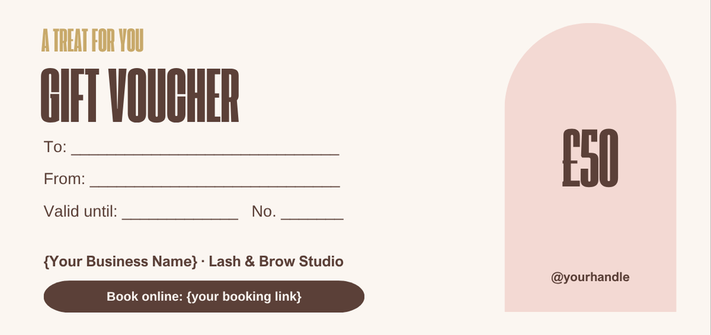 Lash and brow gift voucher template, DL size