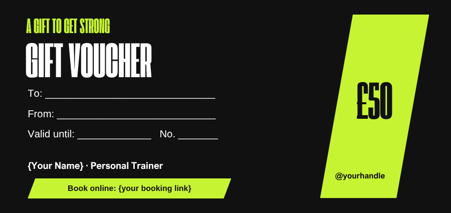 Personal trainer gift voucher template