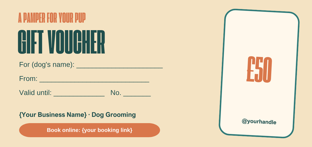 Dog groomer gift voucher template