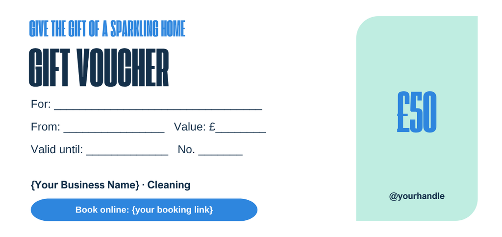 Cleaning business gift voucher template