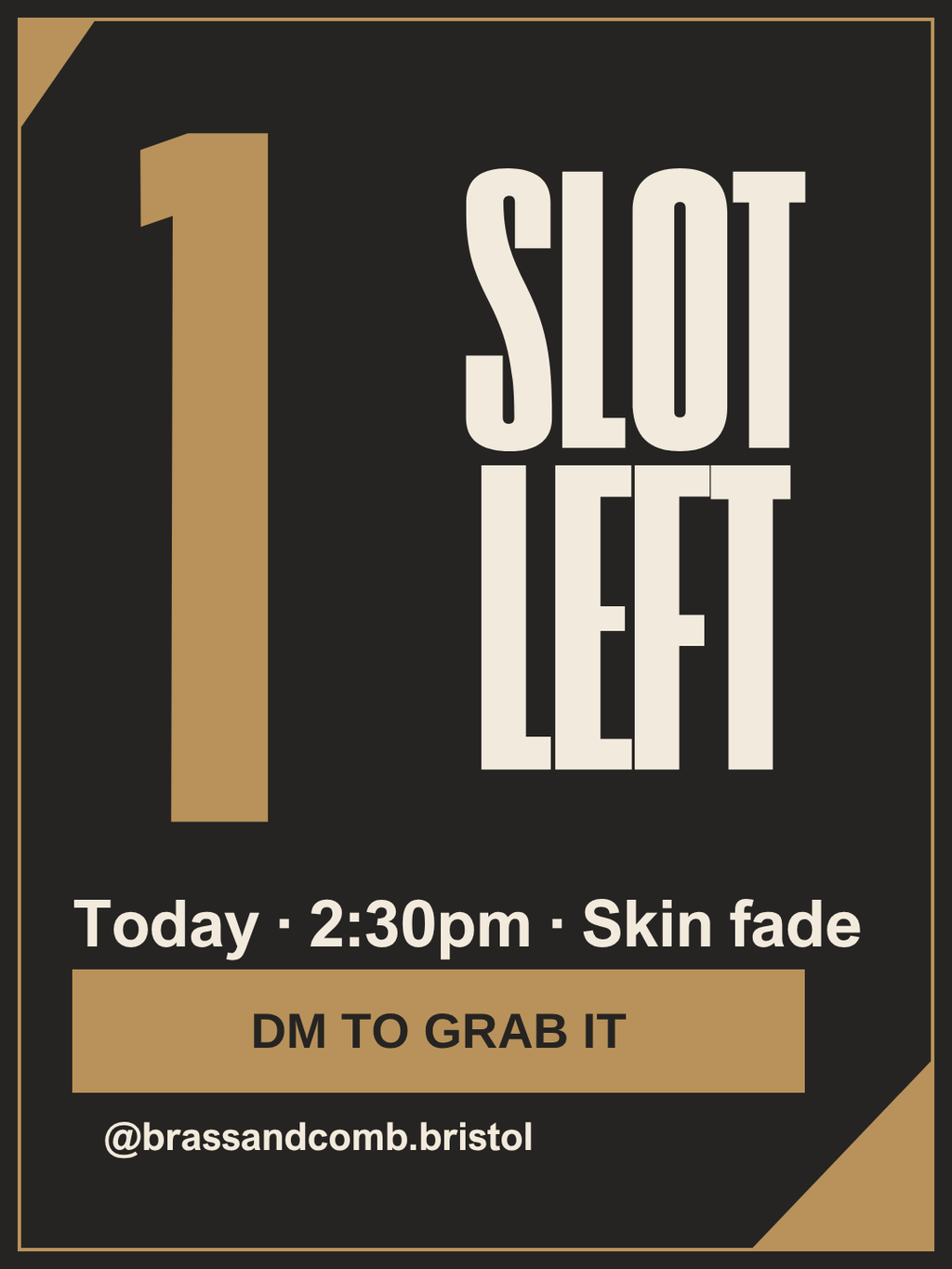 Last-minute slot post example: 1 slot left
