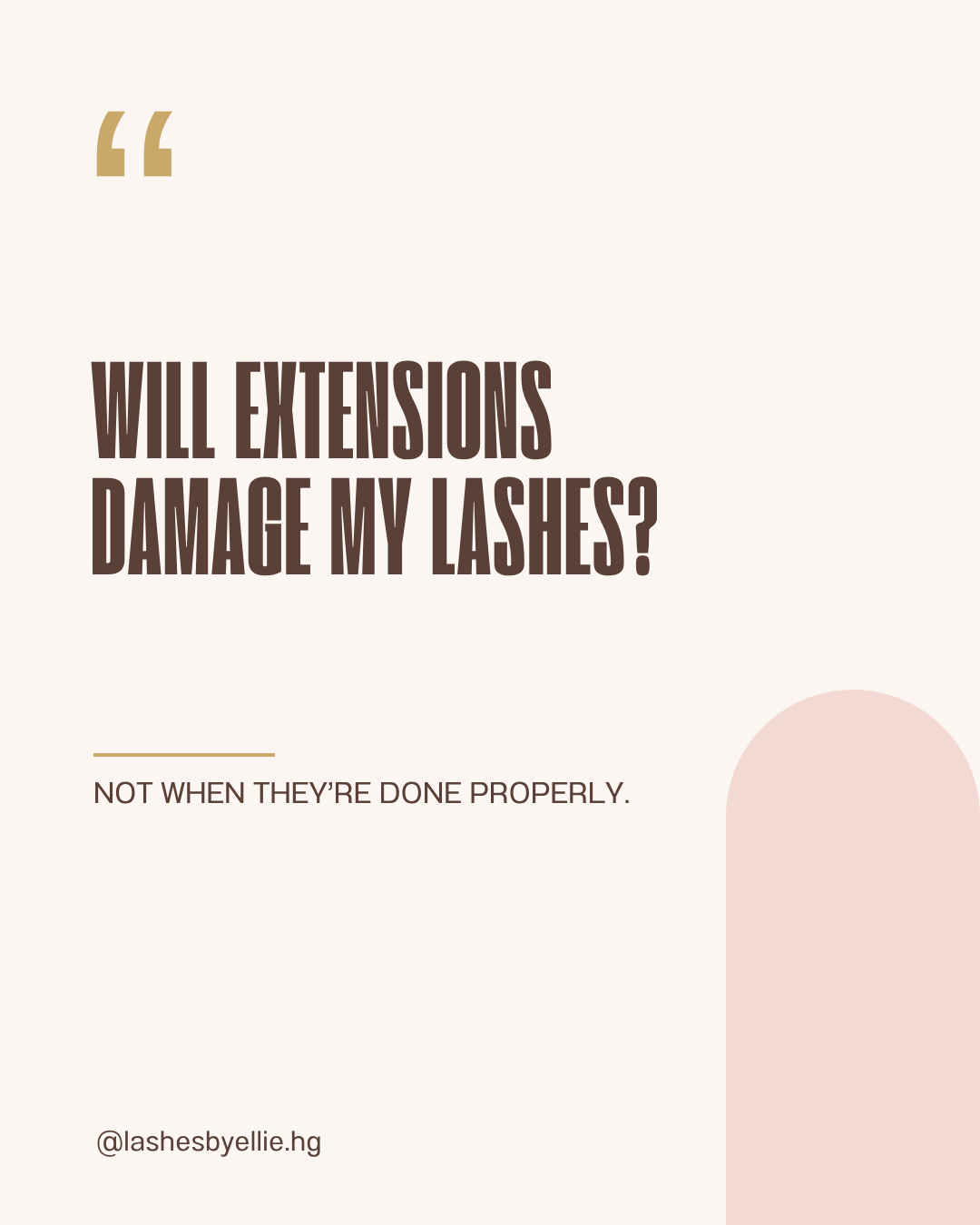 Lash & Brow template filled in: FAQ post 'Will extensions damage my lashes?'