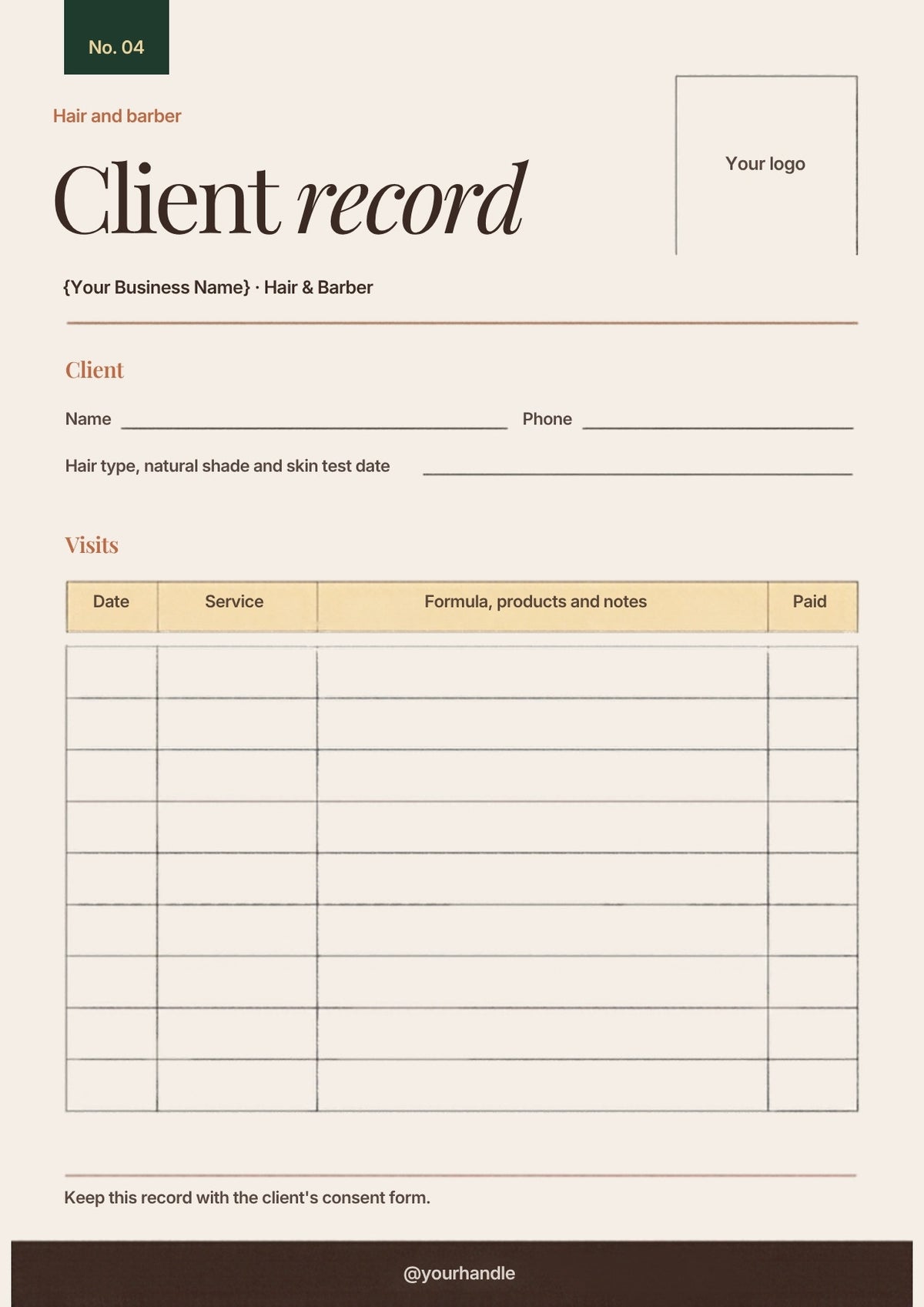 Hairdresser & Barber Client Forms