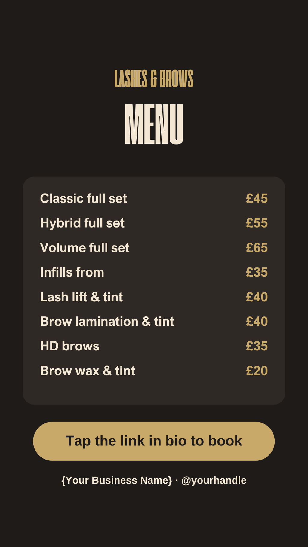 Instagram Story price list template, black and gold