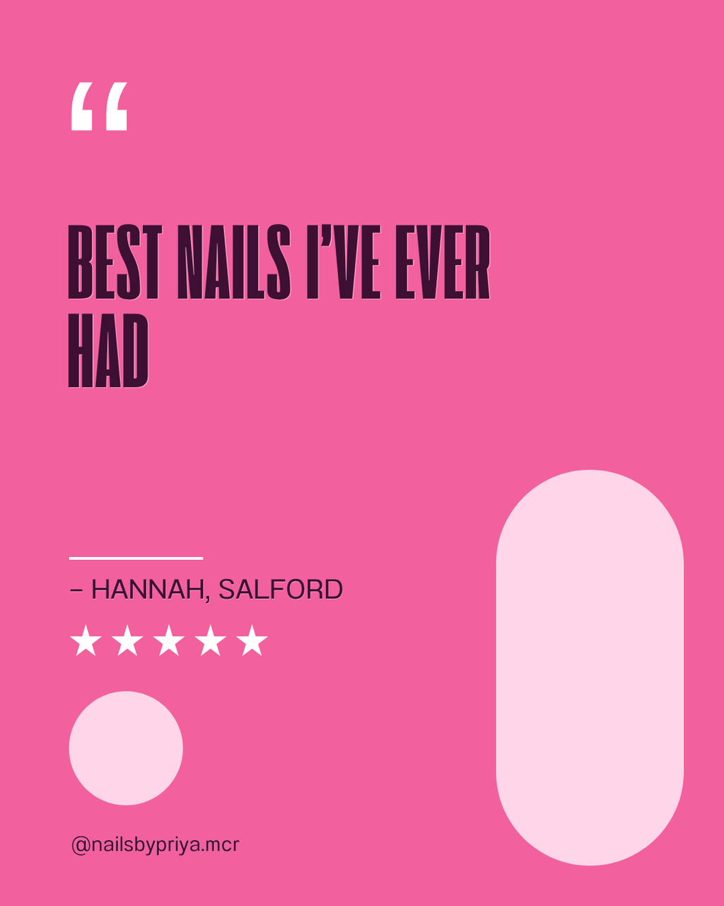 Client review post example for a nail tech