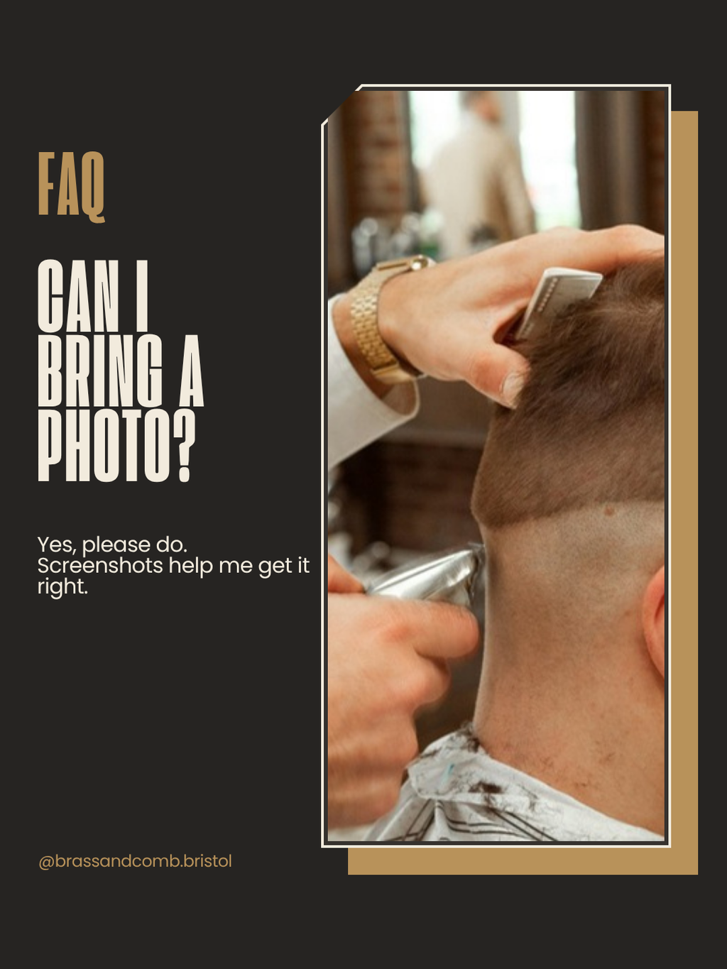 FAQ post example: Can I bring a photo?