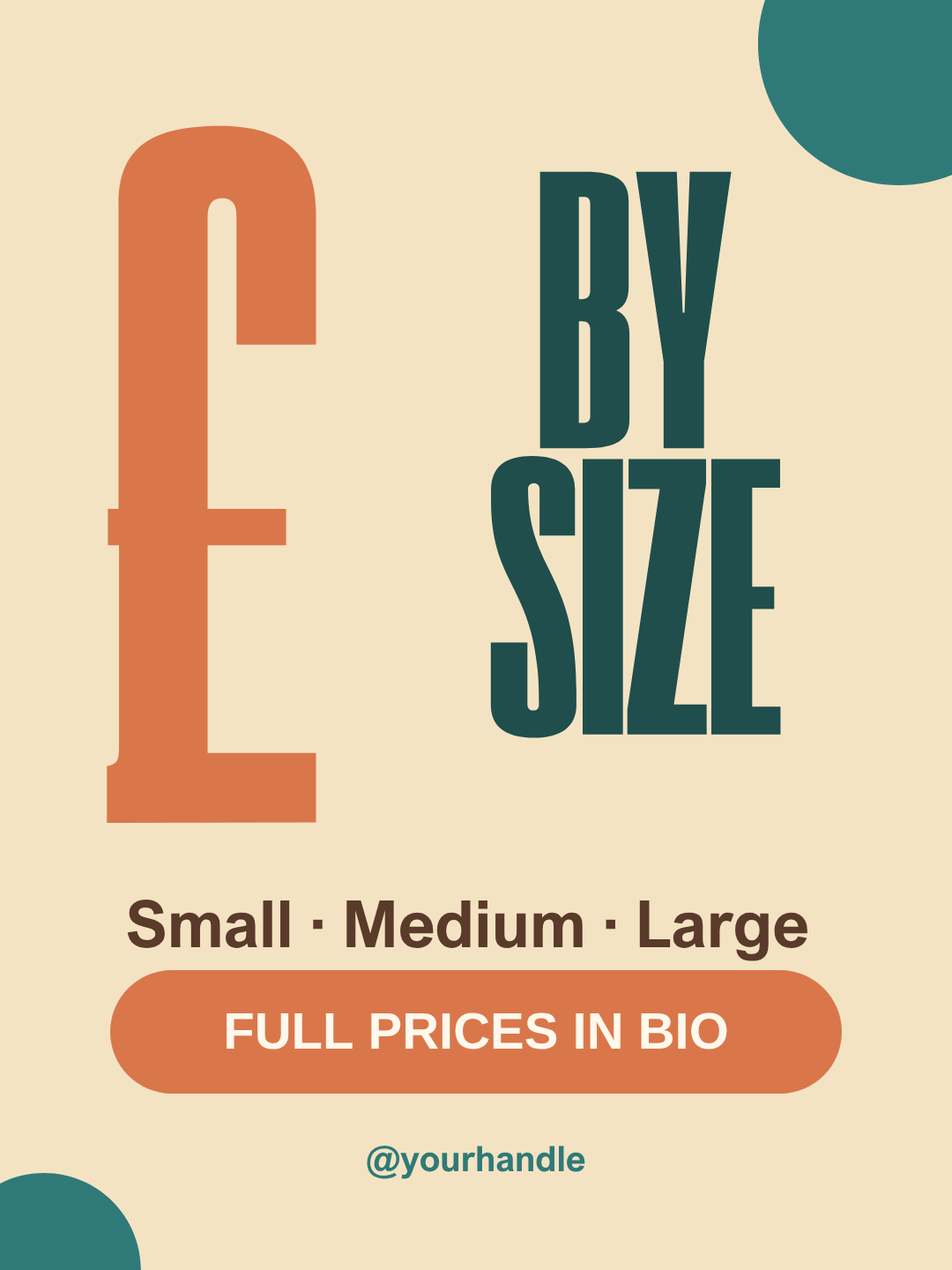 Dog groomer prices by size Instagram post