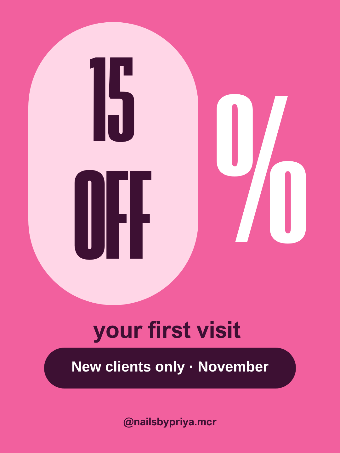 15% off first visit offer post example