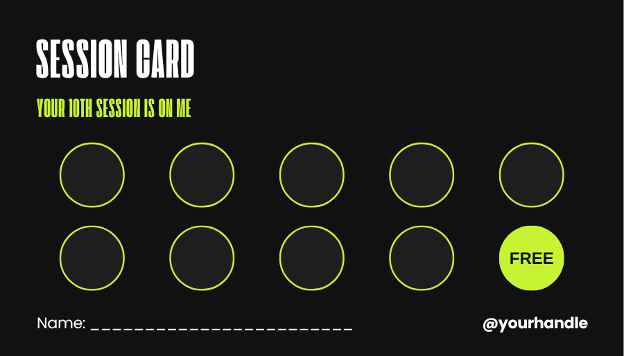Personal trainer session loyalty card template