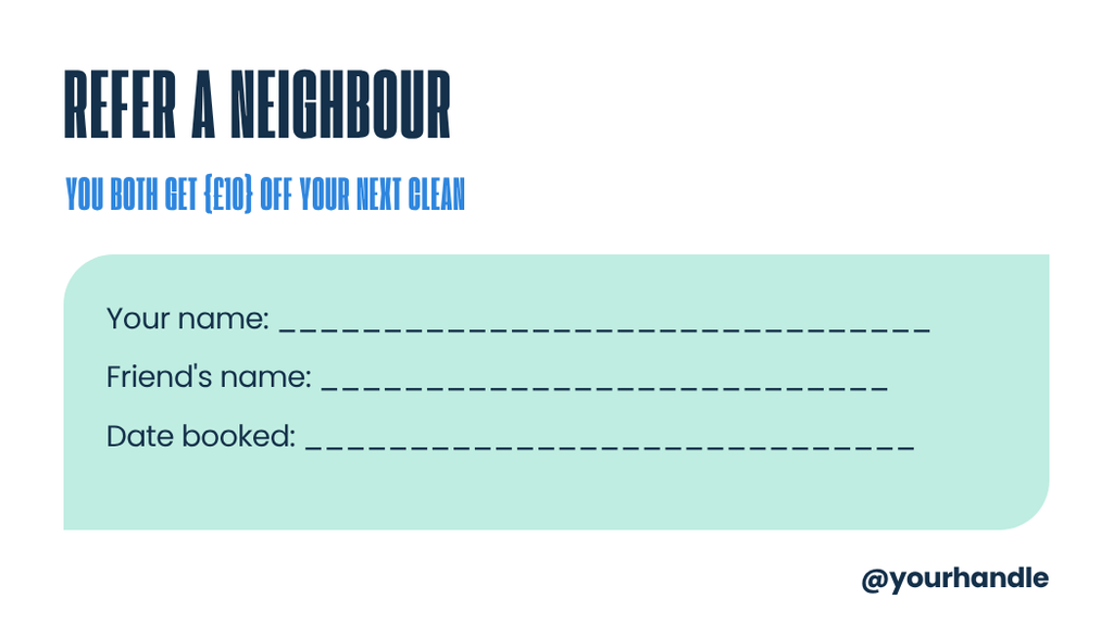 Cleaner refer a neighbour card template