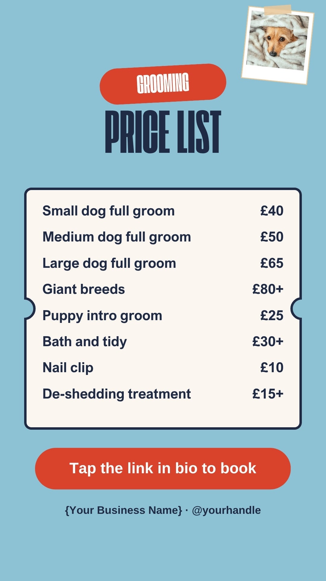 Dog Groomer Client Essentials