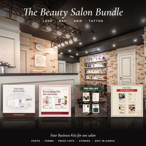 Beauty Salon Bundle: Lash, Nail, Hair and Tattoo Business Kits in a salon