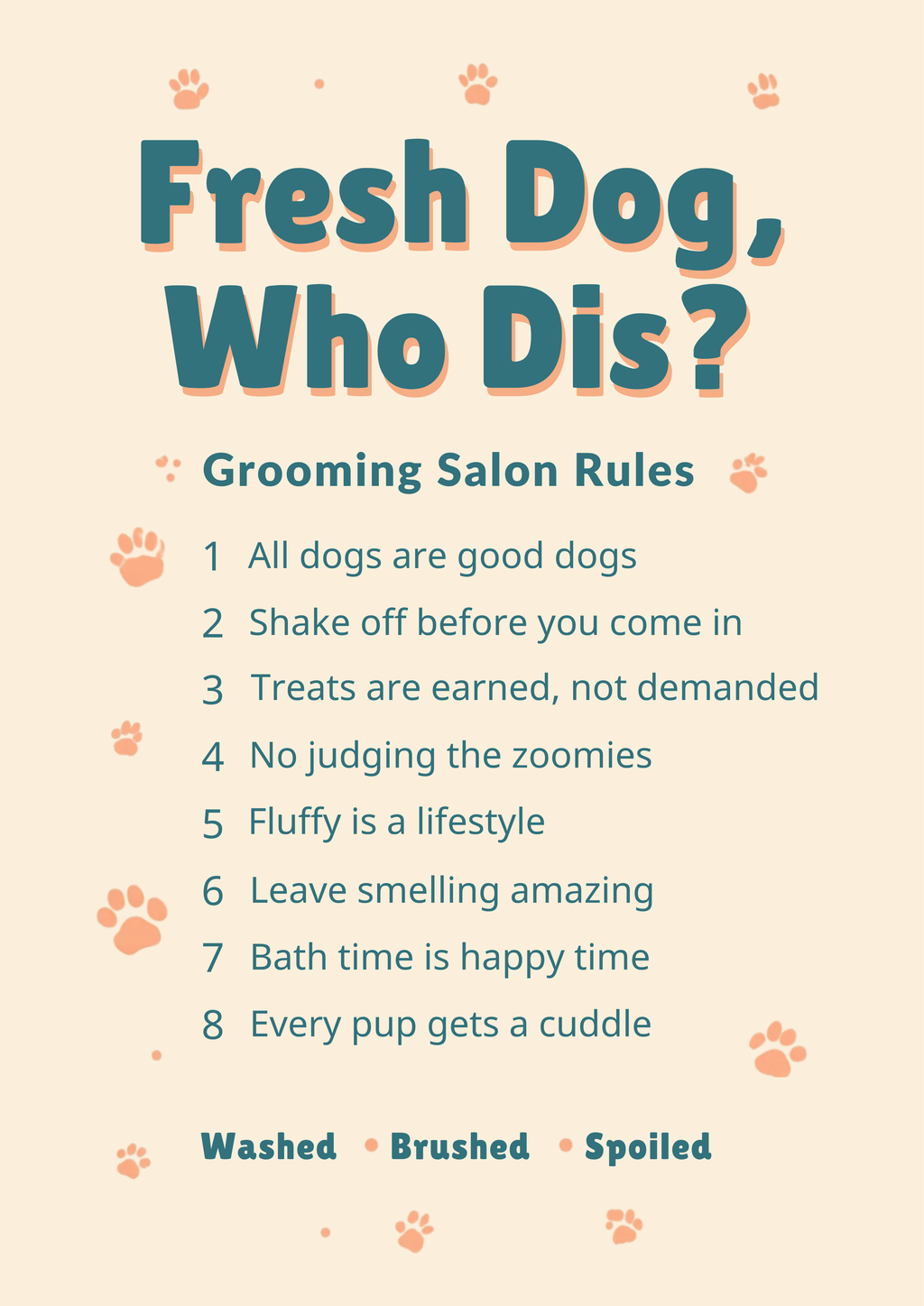 Fresh Dog, Who Dis? dog groomer print artwork