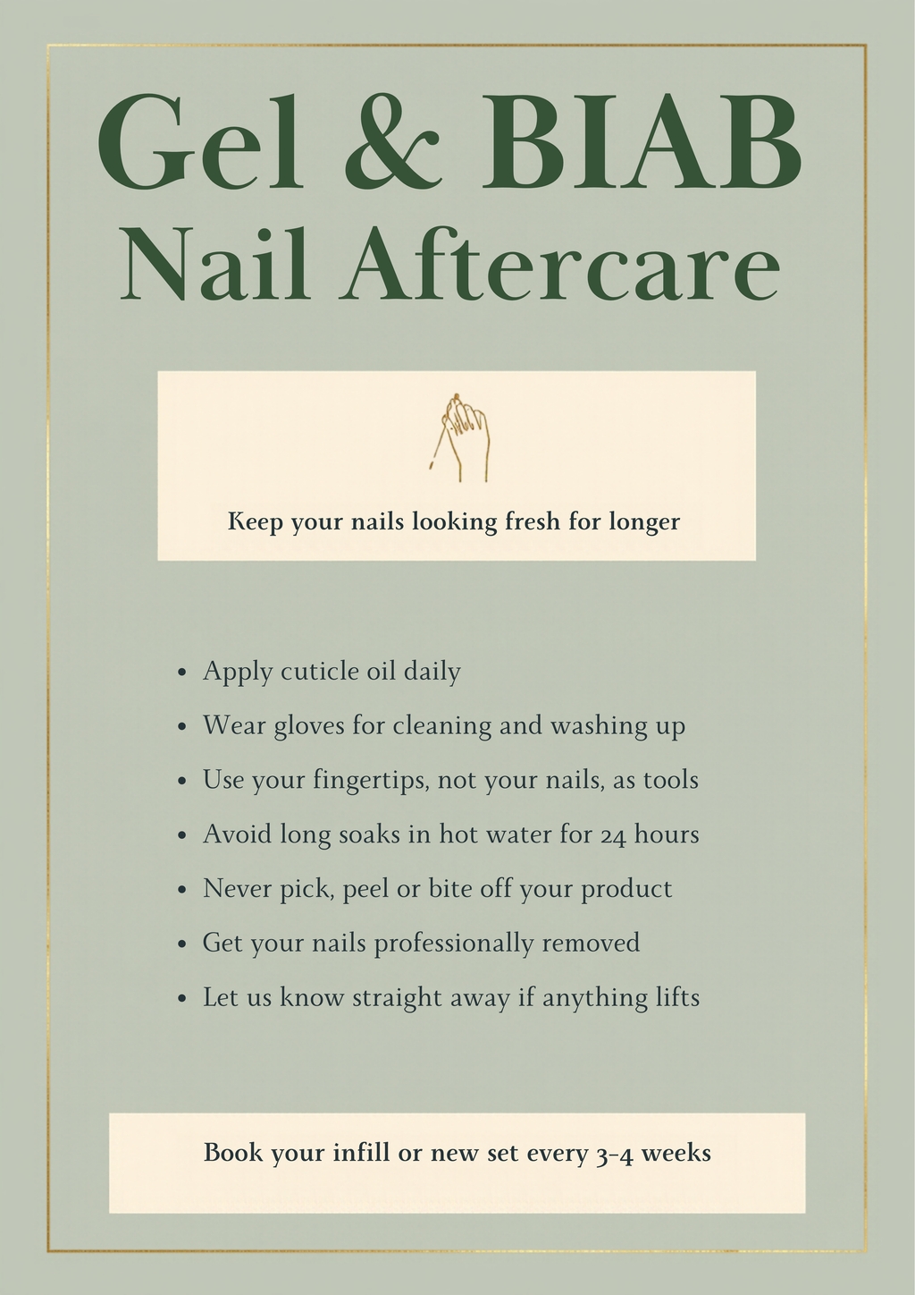 Gel and BIAB nail aftercare poster artwork