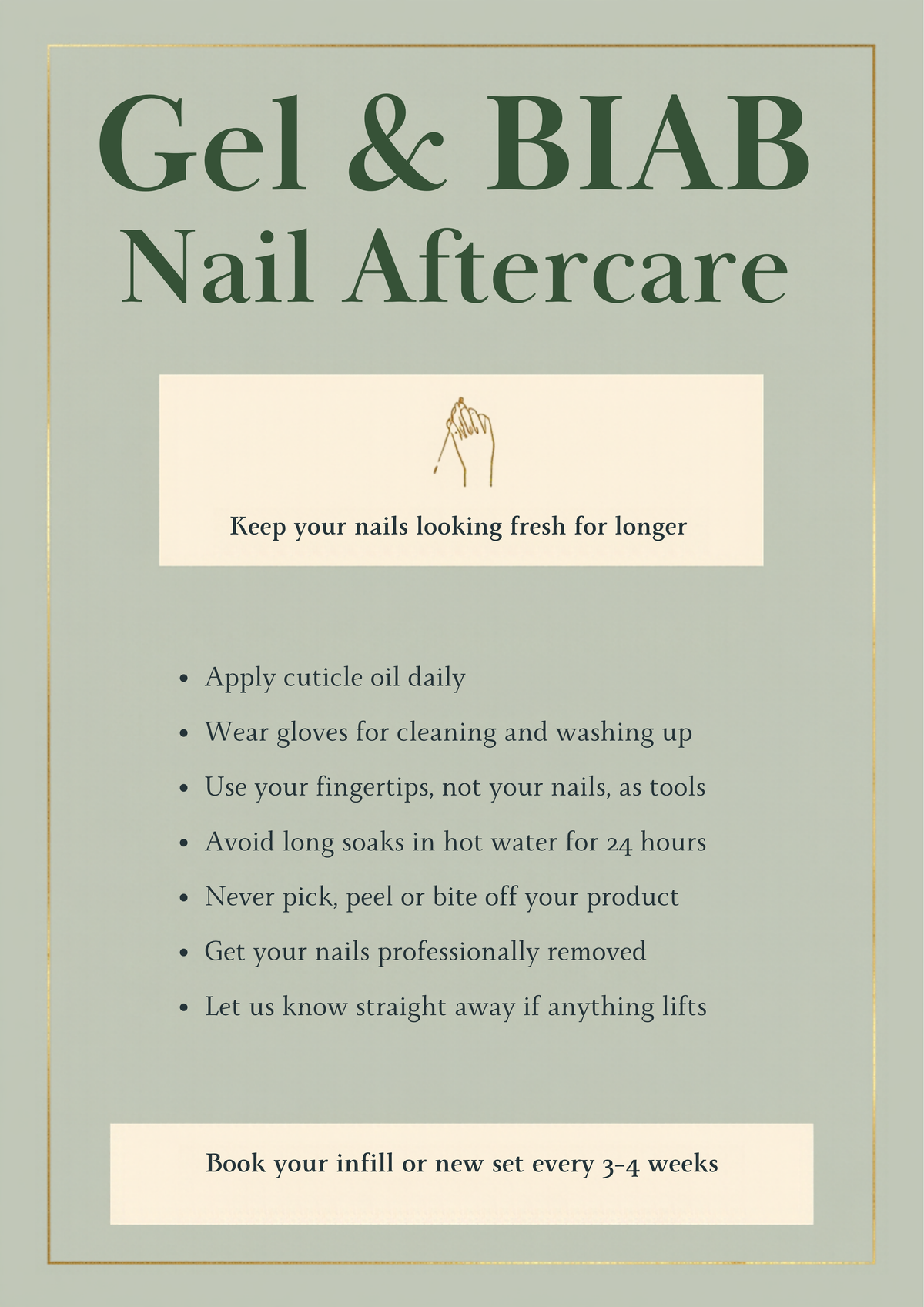 Gel and BIAB nail aftercare poster artwork