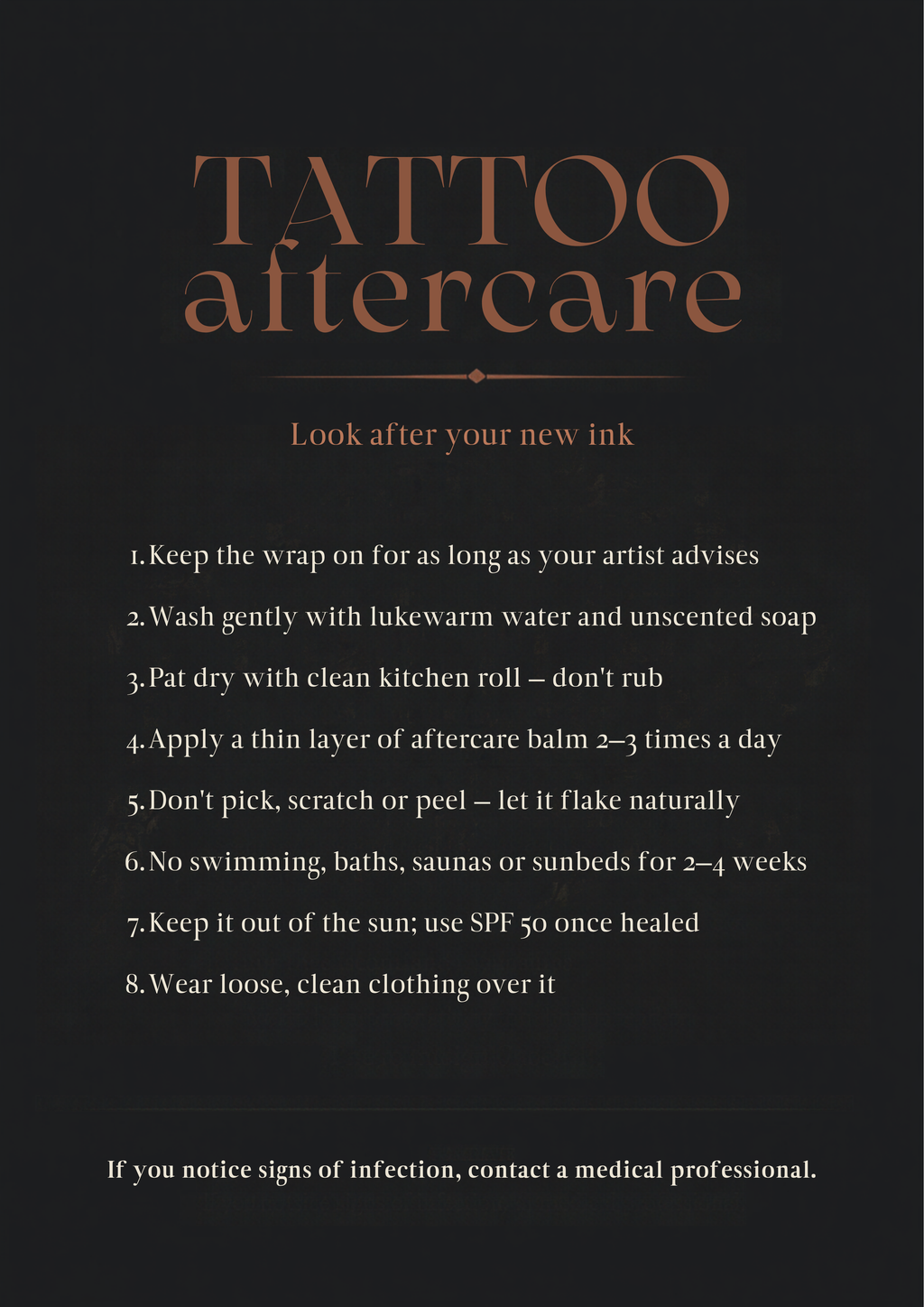 Tattoo aftercare poster artwork