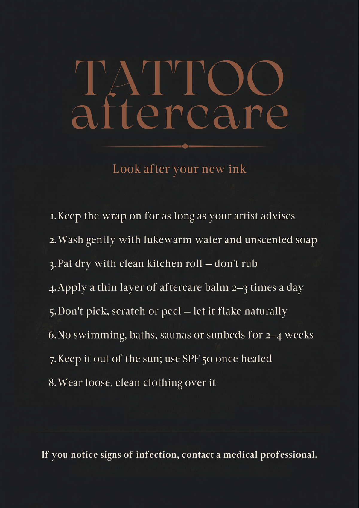 Tattoo aftercare poster artwork