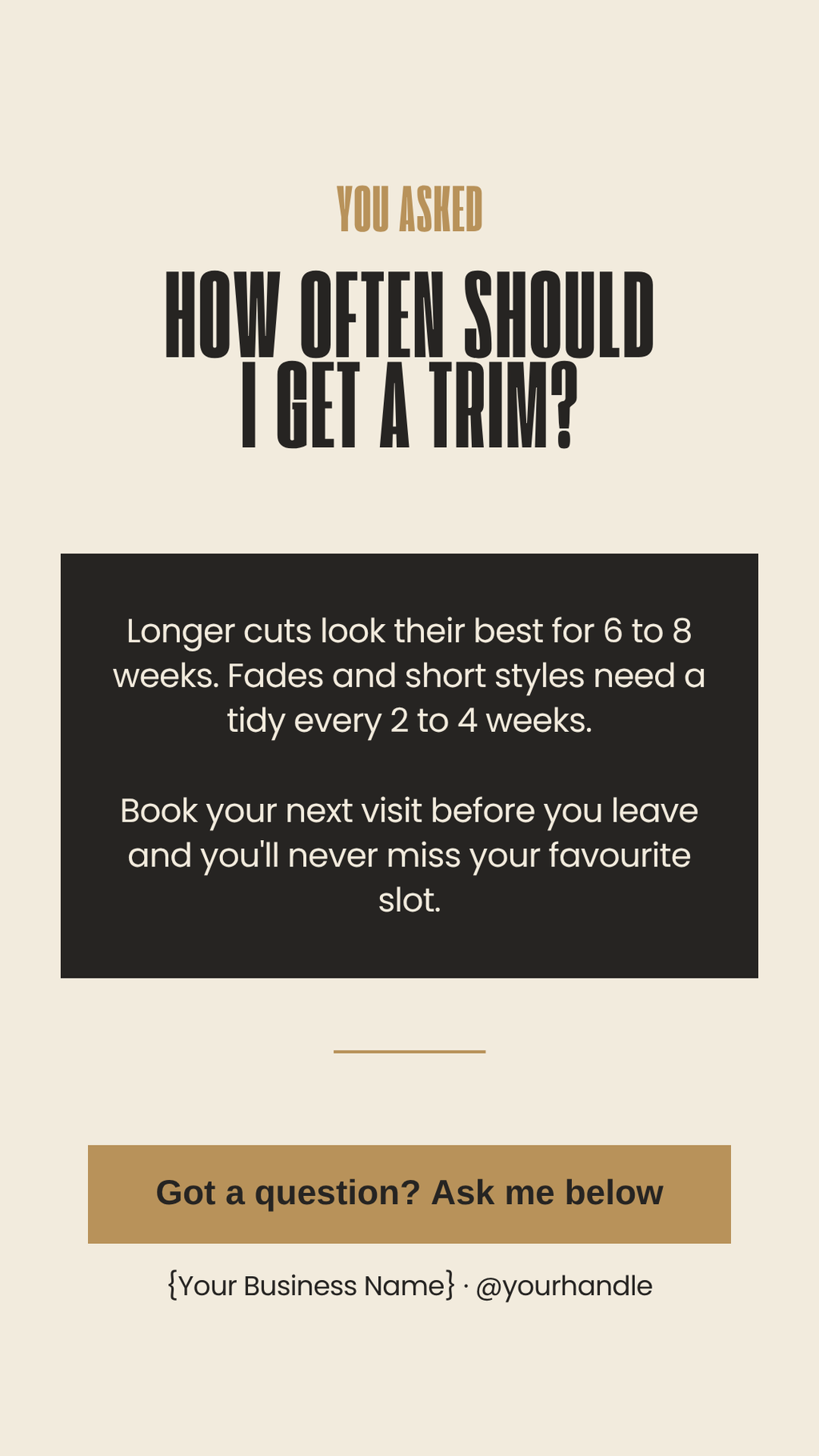 Hair and barber FAQ Story template