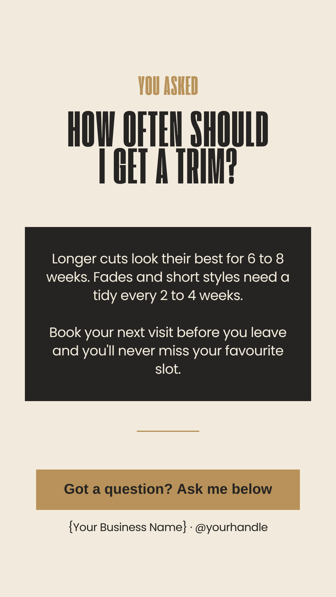 Hair and barber FAQ Story template