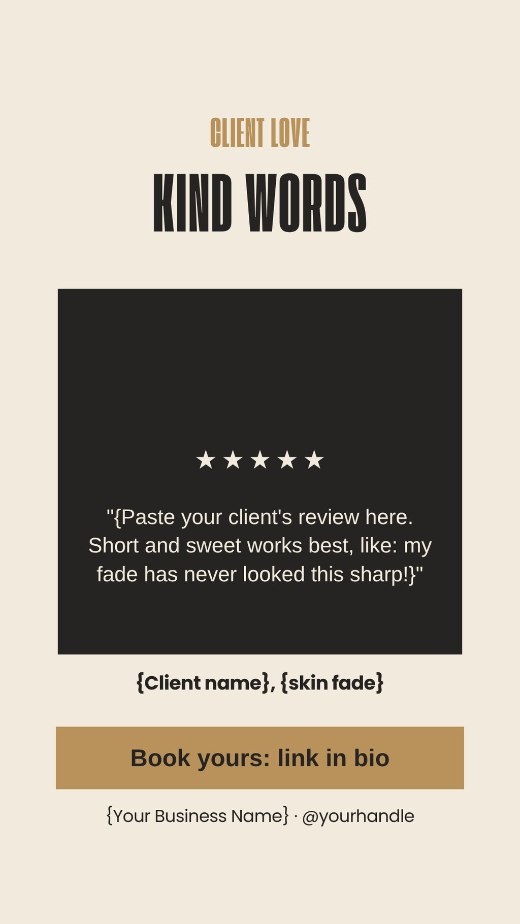 Hair and barber client review Story template